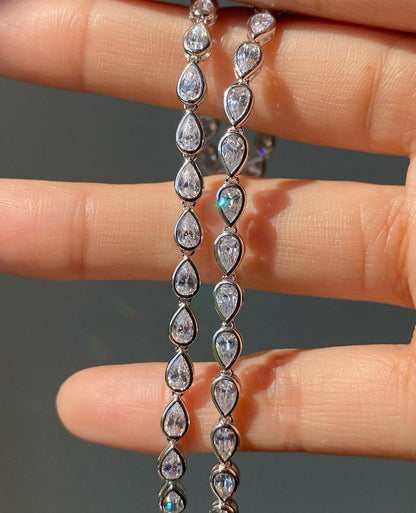 White Pear Brilliant Cut Signity Diamond Tennis Bracelet For Women | Bezel Set Tennis Bracelet | Wedding Gift For Bridal