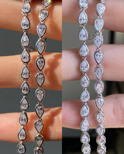 White Pear Brilliant Cut Signity Diamond Tennis Bracelet For Women | Bezel Set Tennis Bracelet | Wedding Gift For Bridal
