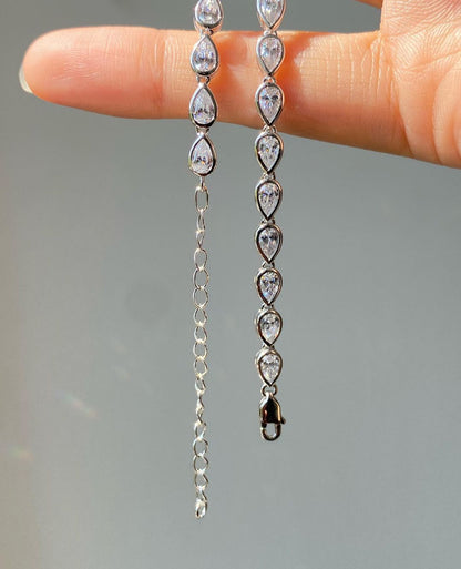 White Pear Brilliant Cut Signity Diamond Tennis Bracelet For Women | Bezel Set Tennis Bracelet | Wedding Gift For Bridal