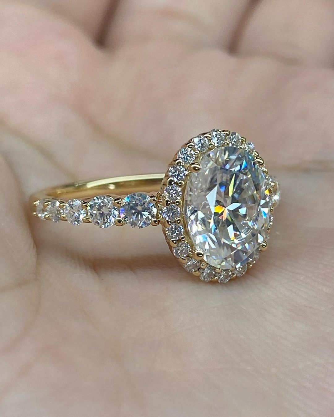 3.10Ct White Oval Cut Halo Ring | Designer Ring For Her | Party Wear Ring For Women | Bridal Jewelry