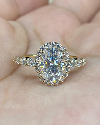 3.10Ct White Oval Cut Halo Ring | Designer Ring For Her | Party Wear Ring For Women | Bridal Jewelry