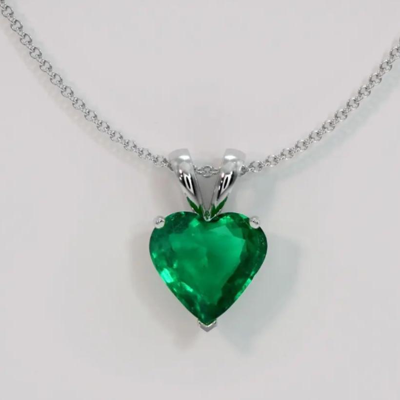 2.50Ct Green Heart Cut Solitaire Pendant | Proposal Pendant For Her | Lovable And Charming Pendant For Women | High Quality Pendant