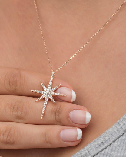 Polar Star Shape 3.10Ct White Round Cut Cluster Pendant | Birthday Gift Pendant | Elegant Gift Pendant | Modern Design Pendant | Women Jewelry