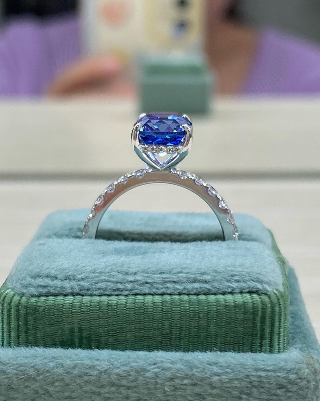 2.88Ct Blue Cushion Cut Solitaire Ring | Birthday Gift For Her | Special Occasion Ring For Women
