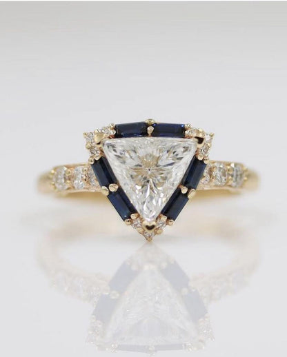 2.5Ct White Trillion Cut Halo Ring | Wedding Ring For Bridal | Awesome Ring | Fashionable Ring
