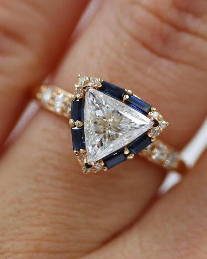 2.5Ct White Trillion Cut Halo Ring | Wedding Ring For Bridal | Awesome Ring | Fashionable Ring