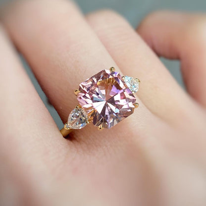 2.88Ct Pink Cushion Cut Solitaire Ring | Anniversary Gift Ring For Wife | Special Occasion