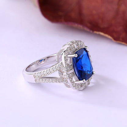 2.98Ct Blue Cushion Cut Solitaire Ring | Party Wear Ring | Luxury Jewelry For Women