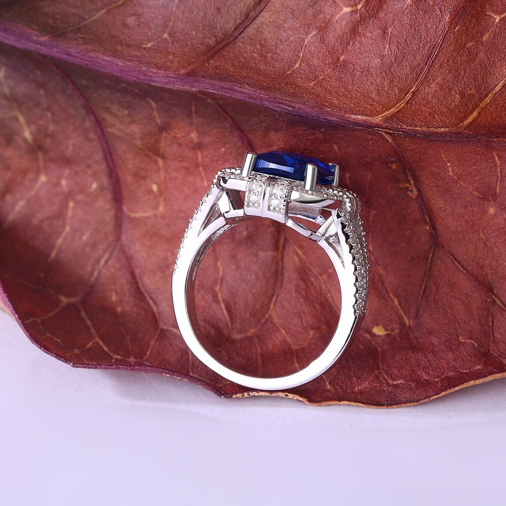 2.98Ct Blue Cushion Cut Solitaire Ring | Party Wear Ring | Luxury Jewelry For Women