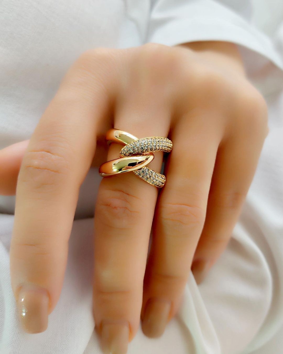 Cuban Style 1.2Ct White Round Cut Pave Band Ring For Girl | Wedding Gift Band Ring For Bridal | Fashion Jewelry For Women | Glamorous Ring For Her