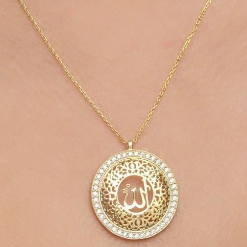 Allah Word Shape 2.20Ct White Round Cut Pave Pendant | Fashion Jewelry | Stunning Pendant | Faith Inspired Pendant