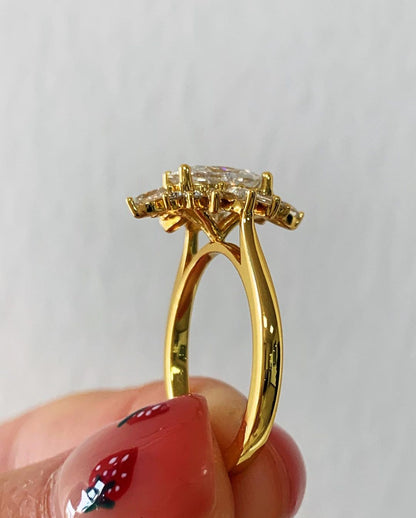 2.95Ct White Oval Cut Solitaire With Cluster Ring | Wedding Ring For Bridal | Minimalist Ring