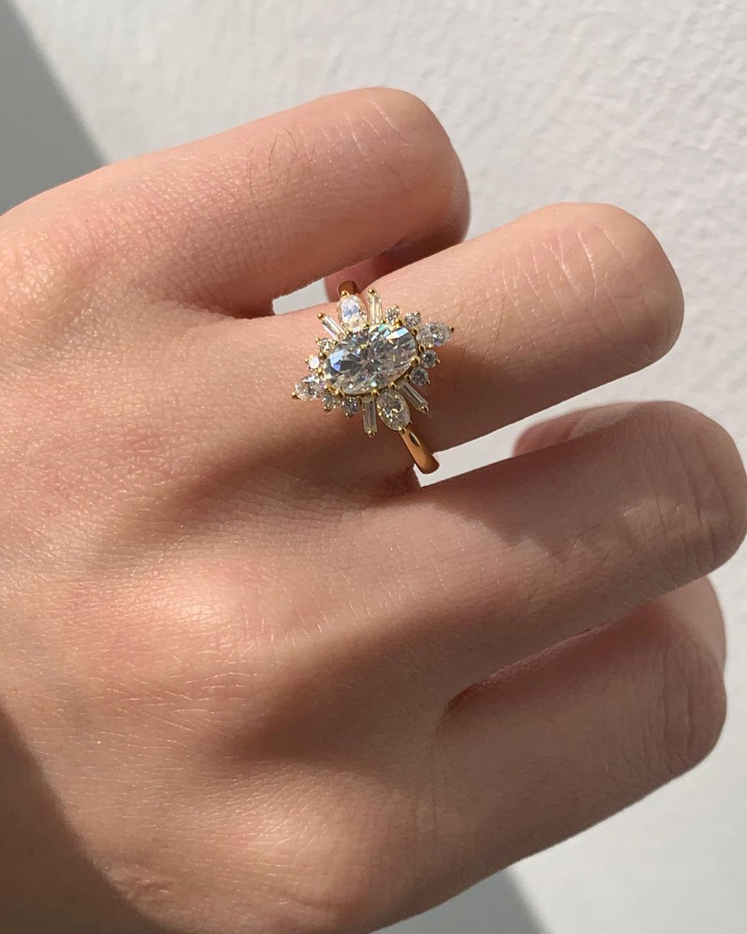 2.95Ct White Oval Cut Solitaire With Cluster Ring | Wedding Ring For Bridal | Minimalist Ring
