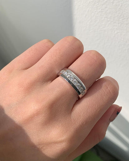 2.95Ct White Round Cut Channel With Half Eternity Band Ring | Anniversary Gift Band Ring | Handmade Band Ring | Timeless Design Band Ring