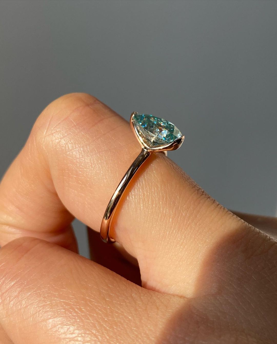 2.80Ct Green Blue Pear Cut Moissanite Solitaire Ring | Anniversary Gift Ring For Wife | Bride To Be | Special Event Ring