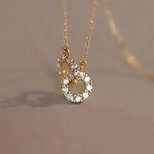 Mini Rings Hooks Shape 2.55Ct White Round Cut Prong Pendant | Engagement Gift Pendant For Fiancée | Sentimental Gift Pendant | Jewelry Collection