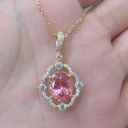 3.20Ct Pink Oval Cut Solitaire Pendant | Party Wear Pendant For Her | Luxury Jewelry | Designer pendant For Women