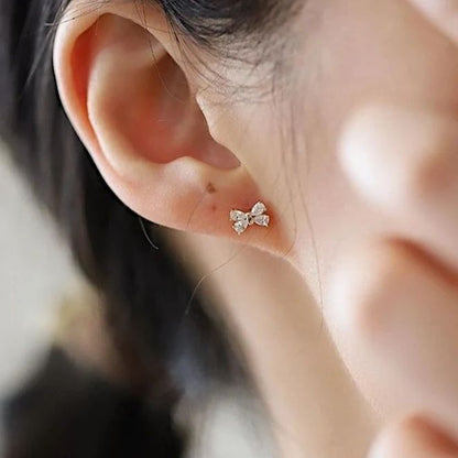 Bow Shape Pear Cut Cubic Zirconia Prong Earrings For Her | Proposal Gift Earring For Girlfriend | Fashion Jewelry Collection