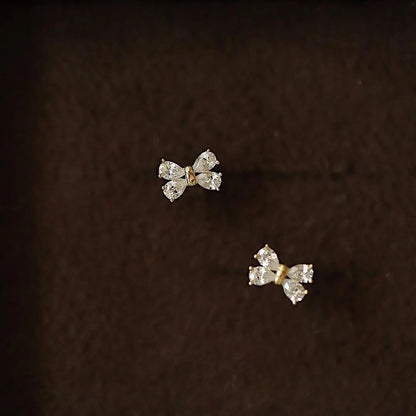 Bow Shape Pear Cut Cubic Zirconia Prong Earrings For Her | Proposal Gift Earring For Girlfriend | Fashion Jewelry Collection