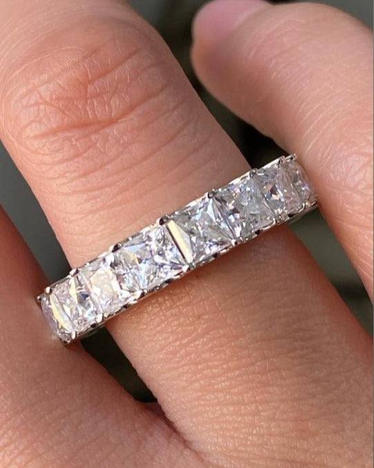 2.70Ct White Princess Cut Full Eternity Band Ring | Engagement Ring For Women | Bride To Be | Minimalist Ring