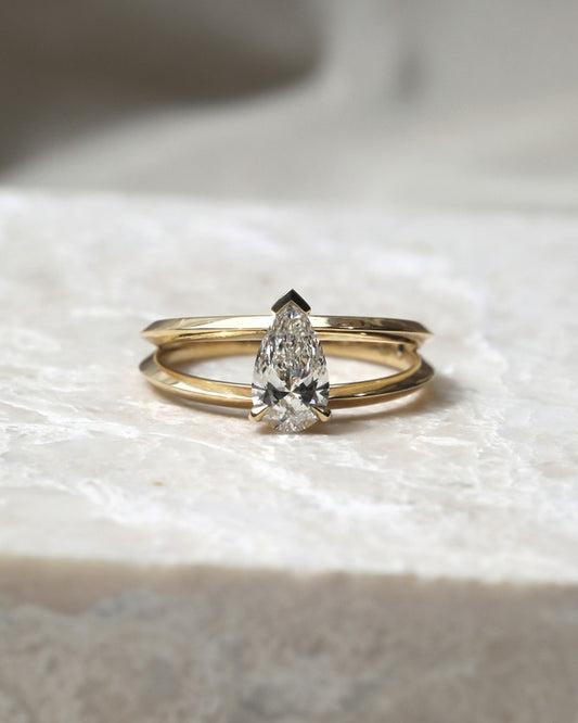 2.50Ct White Pear Cut Solitaire Ring | Proposal Ring For Girlfriend | Delicate Solo Diamond Ring