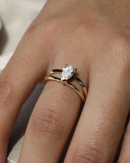 2.50Ct White Pear Cut Solitaire Ring | Proposal Ring For Girlfriend | Delicate Solo Diamond Ring