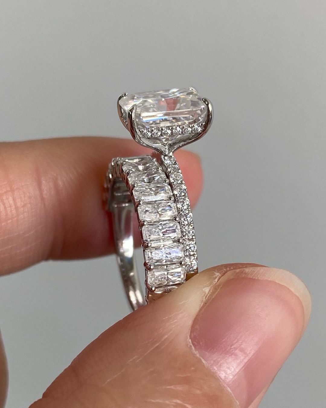 3.20Ct White Radiant Cut Solitaire Ring Set | Wedding Ring Set | Party Wear Ring Set | Timeless Design