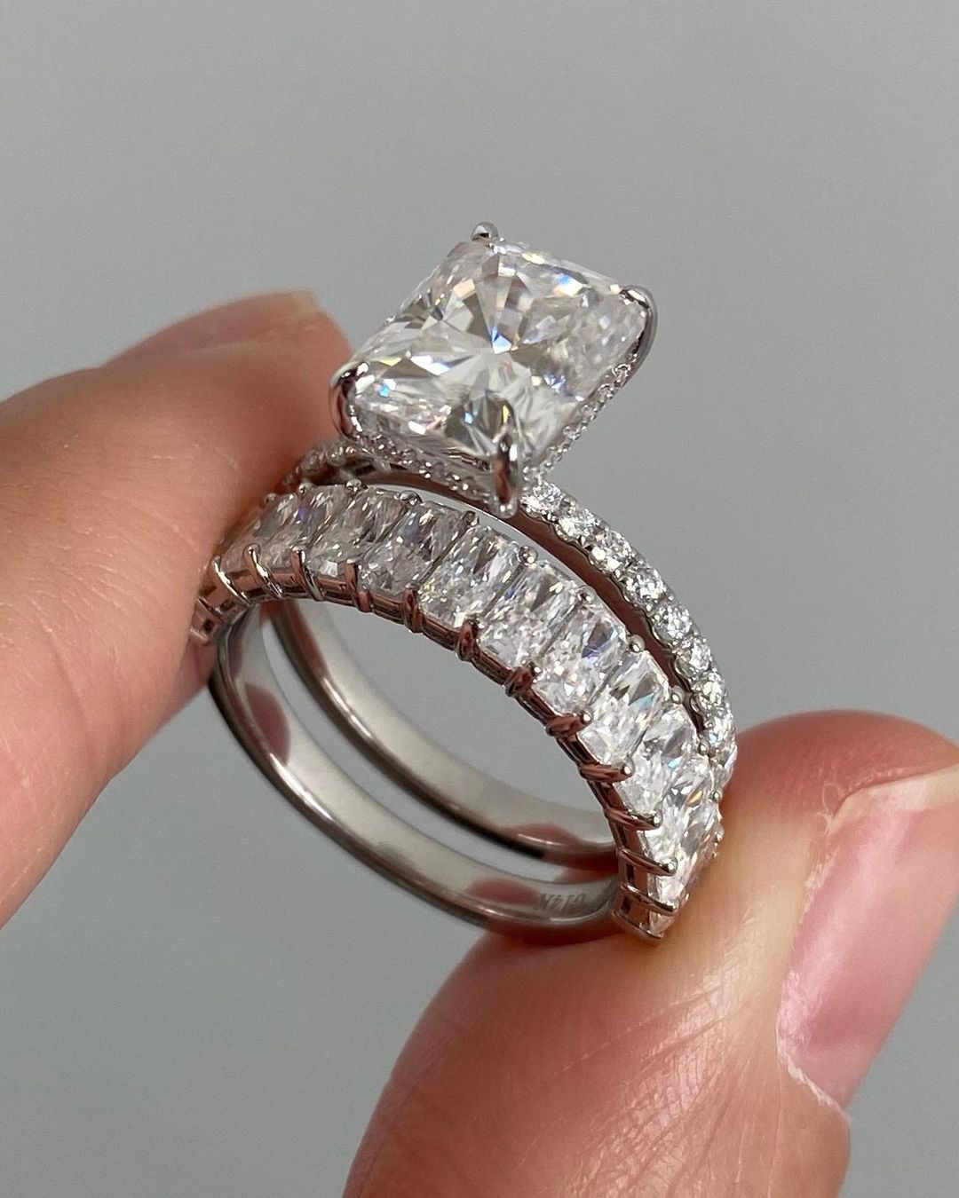 3.20Ct White Radiant Cut Solitaire Ring Set | Wedding Ring Set | Party Wear Ring Set | Timeless Design