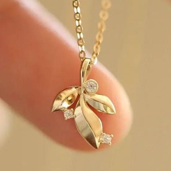 Leafy Shape 1.50Ct White Round Cut Bezel Pendant | Surprise Gift Pendant For Her | Sentimental Gift Pendant | Fashion Jewelry