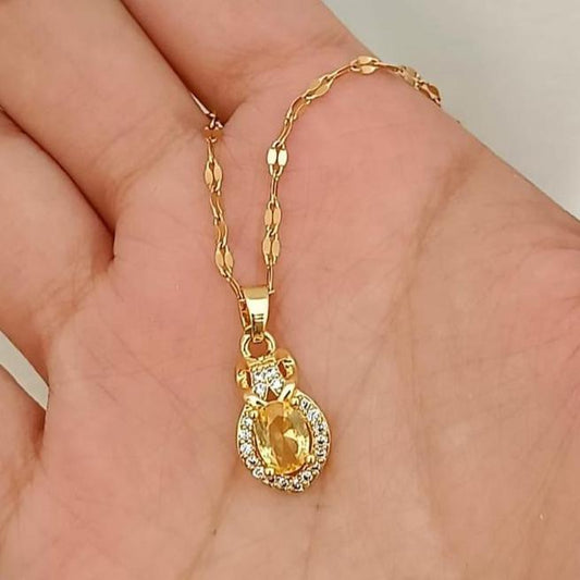 2.77Ct Yellow Oval Cut Solitaire With Halo Pendant | Engagement Gift Pendant For Fiancée | Birthstone Pendant For Women | Thank You Gift Pendant | Timeless Design