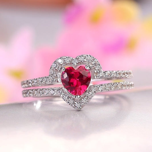 2.50Ct Red Heart Cut Solitaire Ring | Anniversary Gift Ring For Wife | Promise Ring For Her