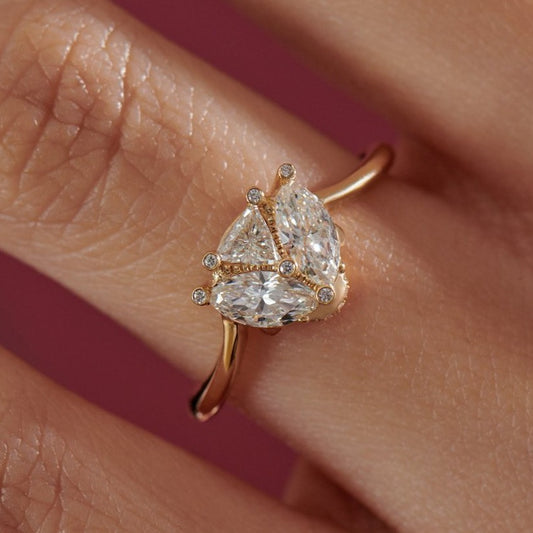 1.8Ct White Trillion Cut Three Stone Ring | Anniversary Gift Ring | Proposal Ring | Gift For Women