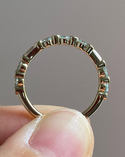 1.80Ct Aquamarine Color Round Cut Half Eternity Band Ring | Proposal Band Ring | Simple Band Ring For Her | Daily Wear Band Ring