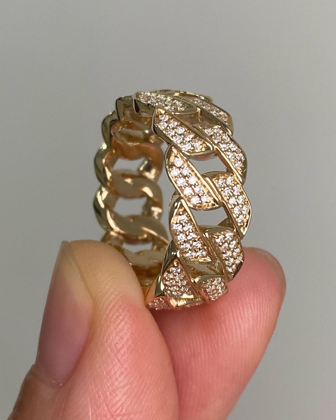 Cuban Style 1.2Ct White Round Cut Pave Band For Her | Promise Band For Girlfriend | Everyday Wear Band For Women | Timeless Design