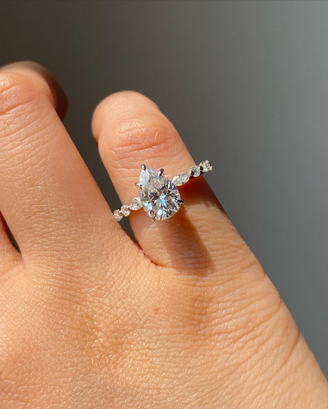 2.80Ct White Pear Cut Solitaire Ring | Proposal Ring For Her | Customize Ring For Women