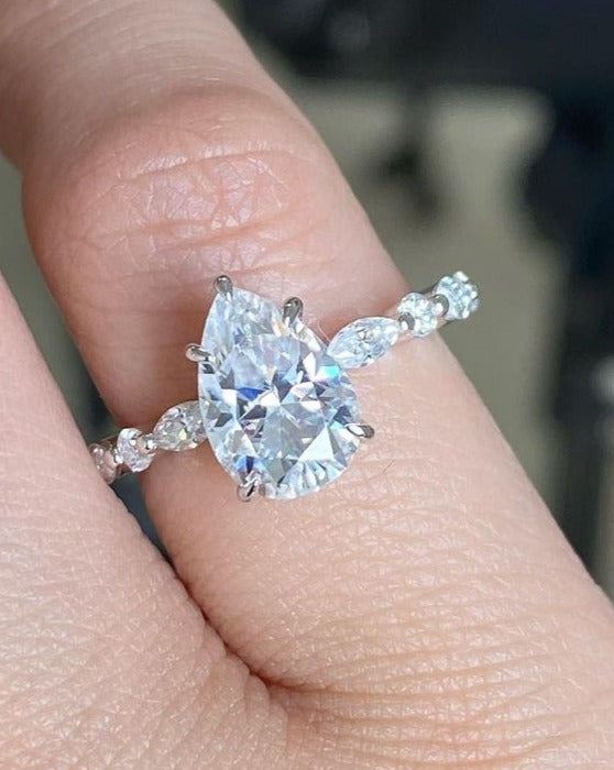 2.80Ct White Pear Cut Solitaire Ring | Proposal Ring For Her | Customize Ring For Women