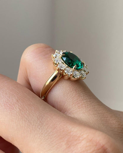 3.10Ct Green Oval Cut Halo Ring | Party Wear Ring For Women | Fashion Jewelry | Elegant Gift For Her