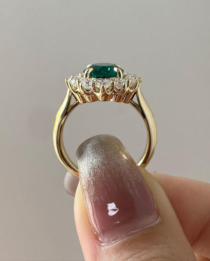3.10Ct Green Oval Cut Halo Ring | Party Wear Ring For Women | Fashion Jewelry | Elegant Gift For Her