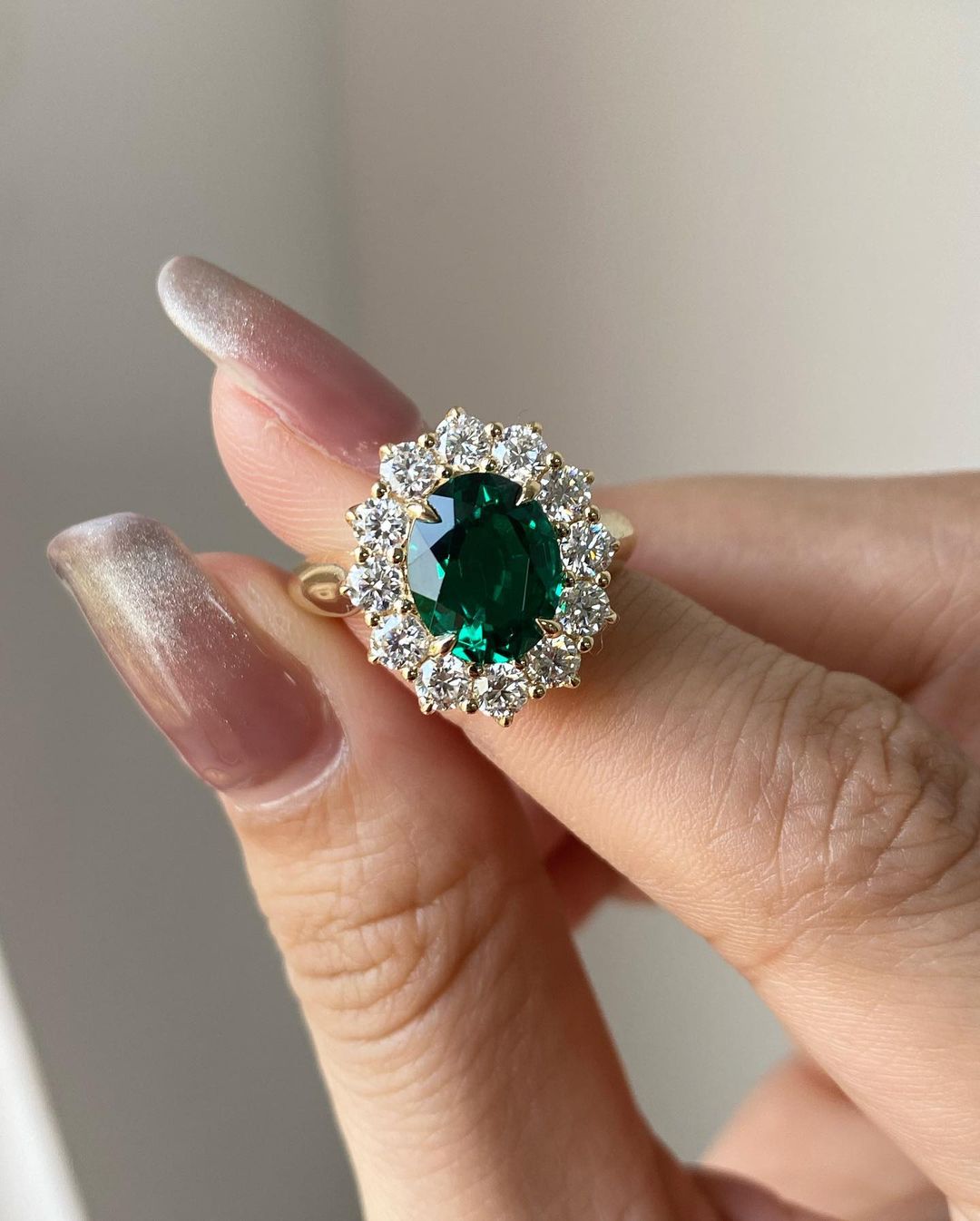 3.10Ct Green Oval Cut Halo Ring | Party Wear Ring For Women | Fashion Jewelry | Elegant Gift For Her