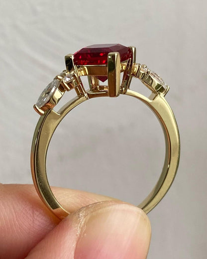 2.77Ct Red Princess Cut Solitaire Ring | Wedding Ring For Bridal | Luxury Jewelry For Women