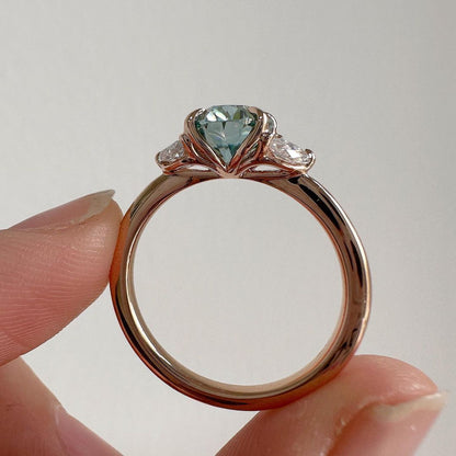 2.88Ct Green Blue Oval Cut Moissanite Ring | Anniversary Gift Ring For Wife | Minimalist Ring For Women