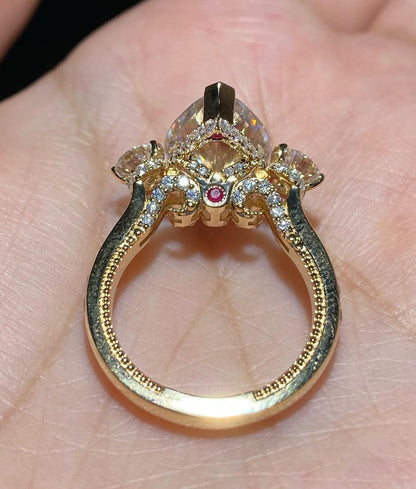 3.30Ct White Pear Cut Three Stone Ring | Party Wear Ring | Designer Ring For Women