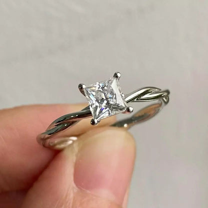 2.55Ct White Princess Cut Solitaire Ring | Daily Wear Ring | Classic Ring | Handmade Ring