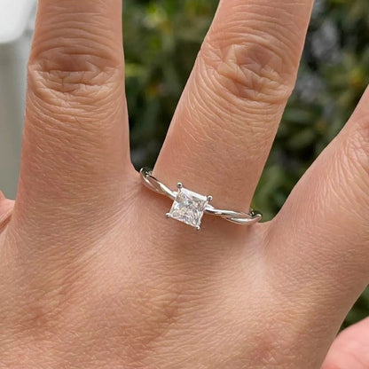 2.55Ct White Princess Cut Solitaire Ring | Daily Wear Ring | Classic Ring | Handmade Ring