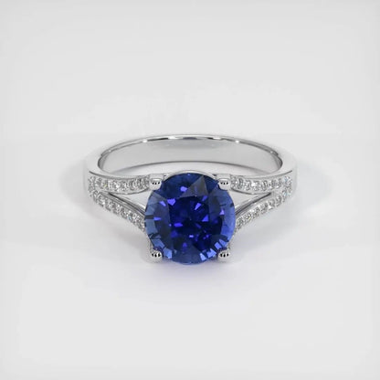 2.85Ct Blue Round Cut Split Shank Ring | Engagement Ring For Women | Delicate Solo Diamond Ring