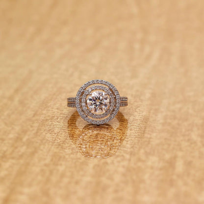 2.70Ct White Round Cut Double Halo Ring | Wedding Ring For Bridal | Fashion Jewelry