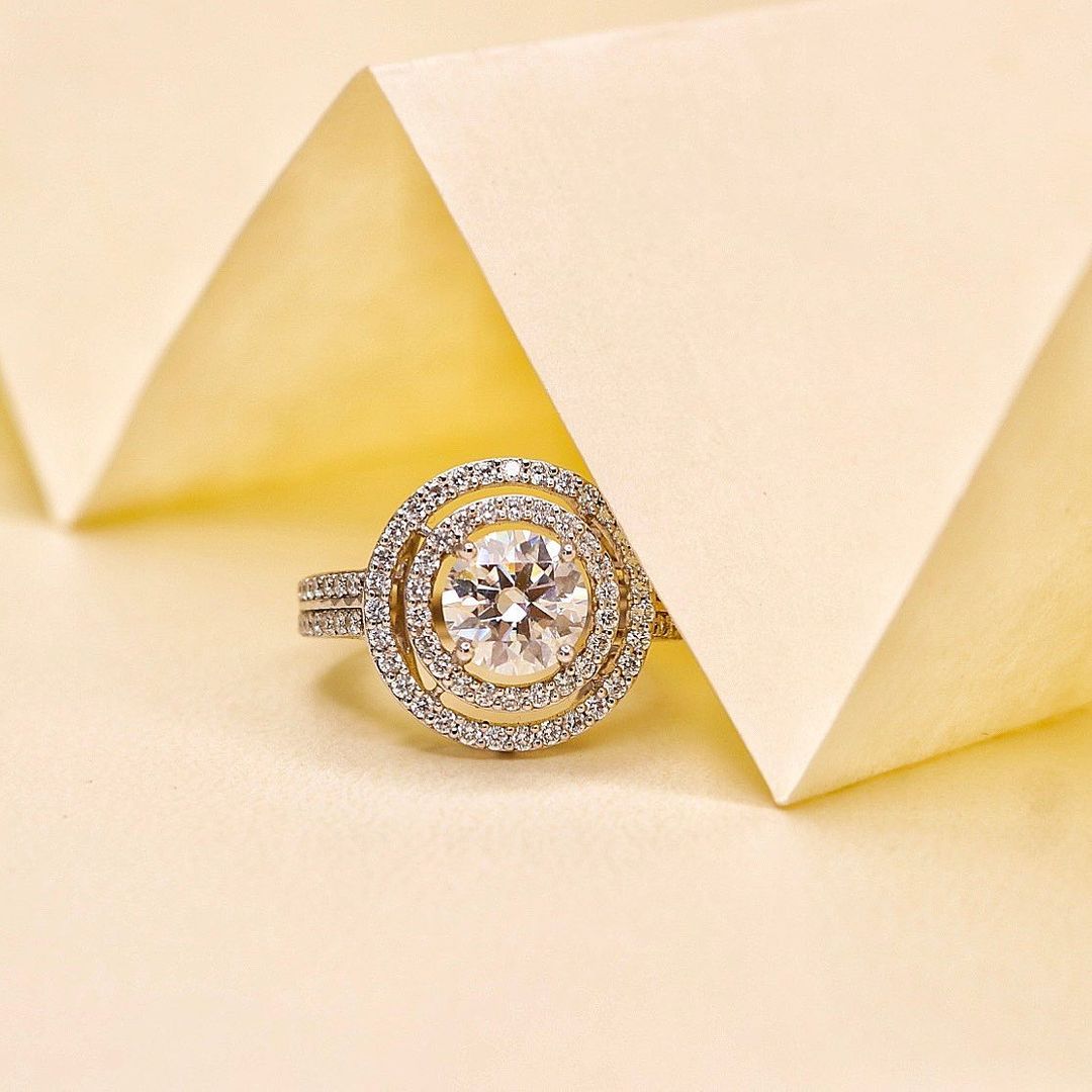 2.70Ct White Round Cut Double Halo Ring | Wedding Ring For Bridal | Fashion Jewelry