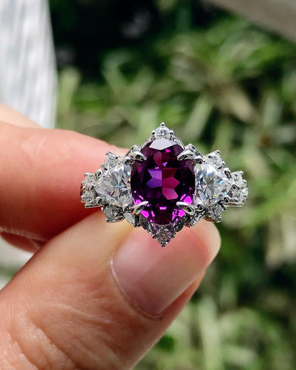 3.2Ct Amethyst Oval Cut Solitaire Ring | Anniversary Gift Ring For Wife | Timeless Design | Forever One Ring