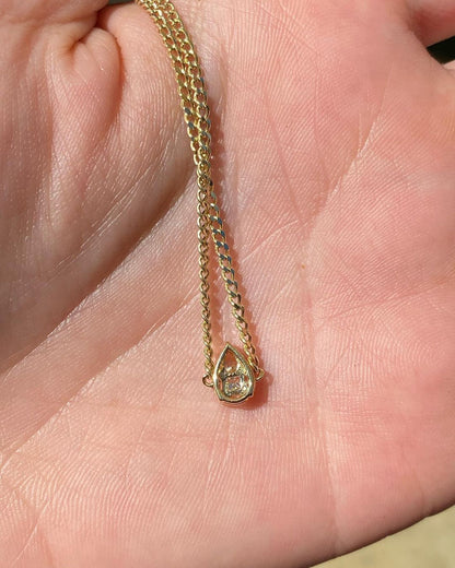 White Pear Brilliant Cut Signity Diamond Solitaire Bracelet | Curb Chain Bracelet | Delicate Solo Diamond Bracelet