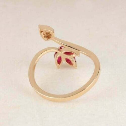 2.88Ct Red Marquise Cut Three Stone Bypass Ring | Surprise Gift Ring | Trending Ring For Women